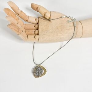 Vintage Brighton Late 2000s Two-Tone Gold/Silver Swirl Pendant Necklace